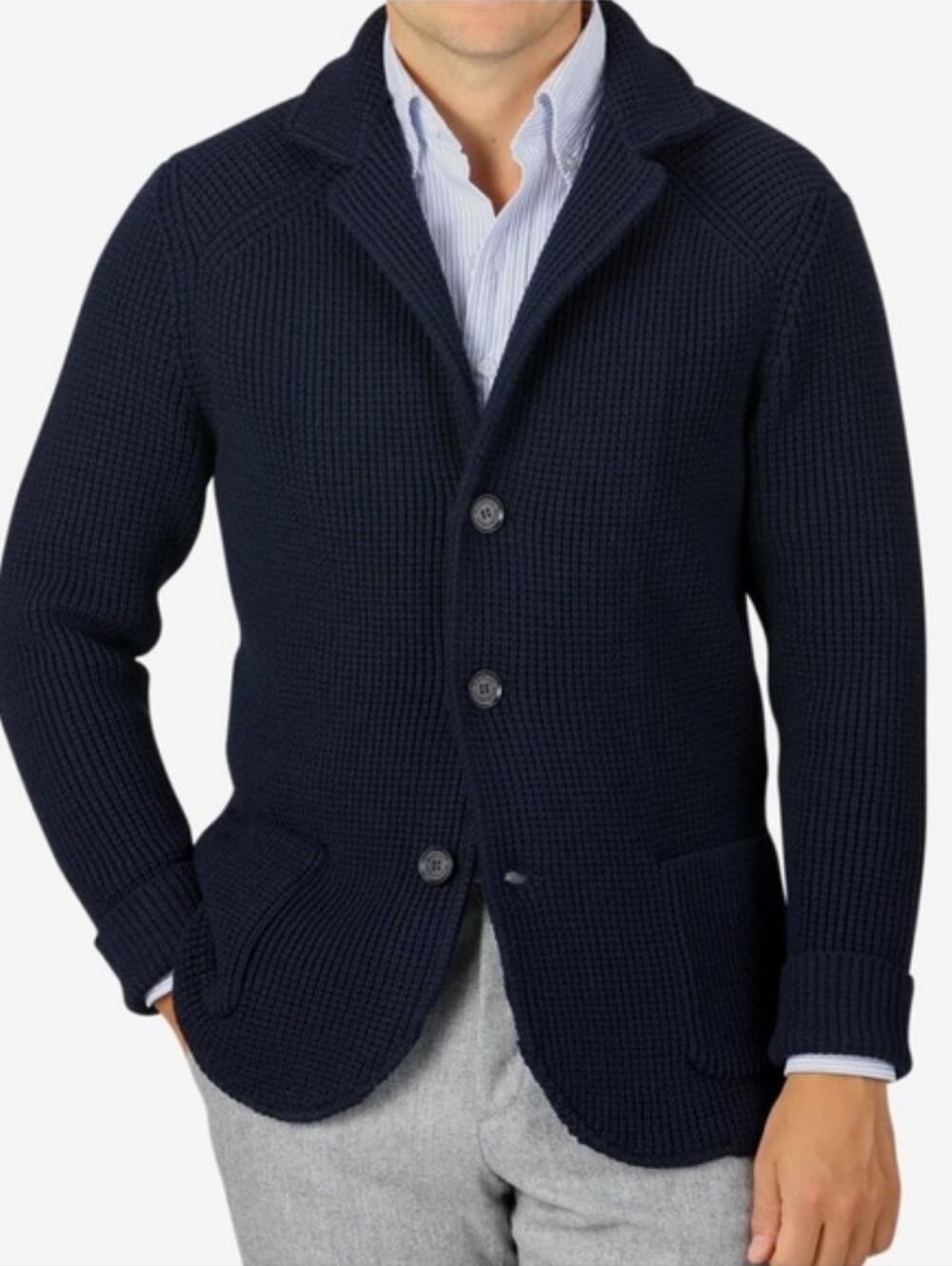 Maurizio Baldassari Knit Wool Brend Cardigan Sweater Jacket Black Italy 52 Large
